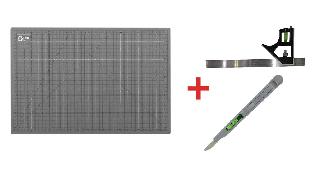Samolepicí řezací podložka A3 + kombinovaný čtverec + výsuvný bezpečnostní nůž v balíčku