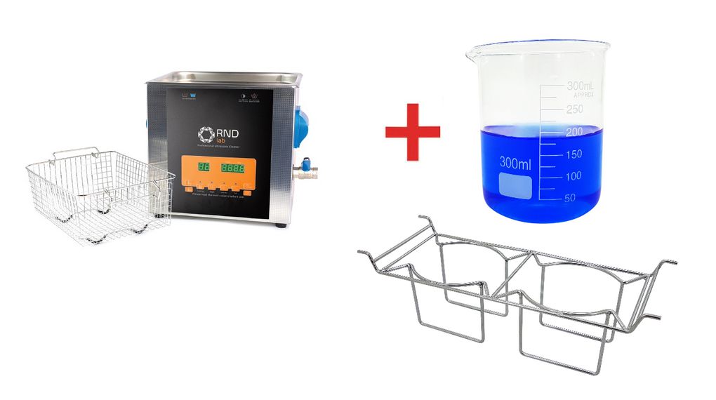 Bundle: Ultraschall-Reinigungsbehälter 9 L 200 W + Korb für Reinigungsbecher + Reinigungsbecher 300 ml