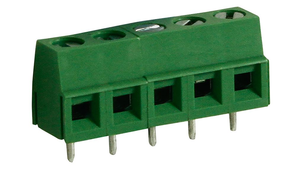 Wire-To-Board Terminal Block, THT, 5mm Pitch, Right Angle, Screw, Clamp, 5 Poles