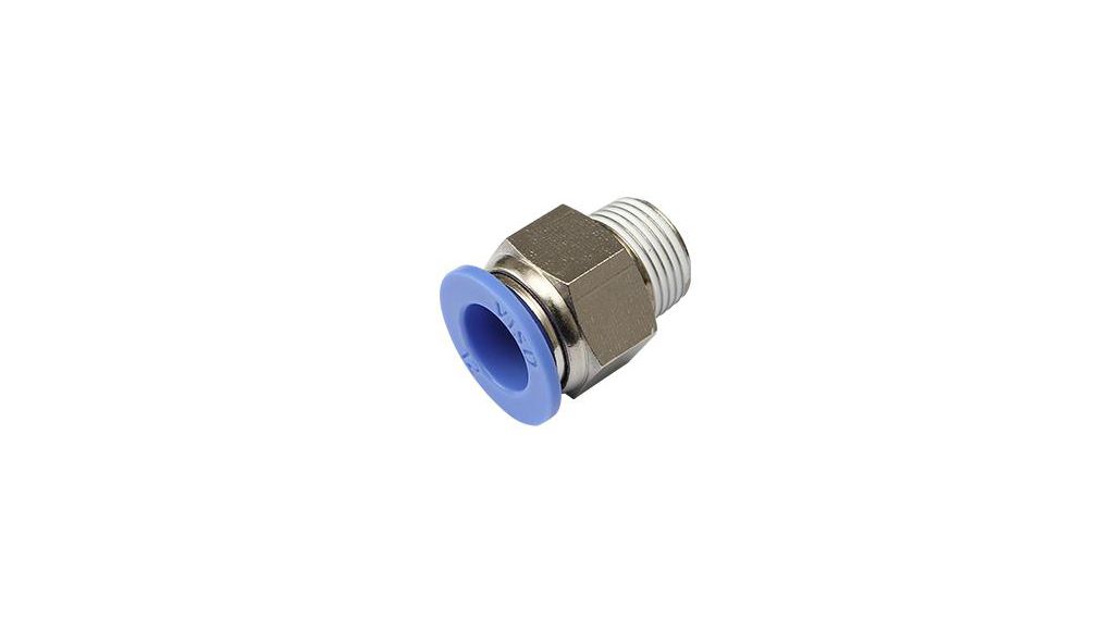 Fitting, POM Sleeve, Brass, 20.8mm, R3/8", Male Thread - Ø8 mm, Push-In Connector
