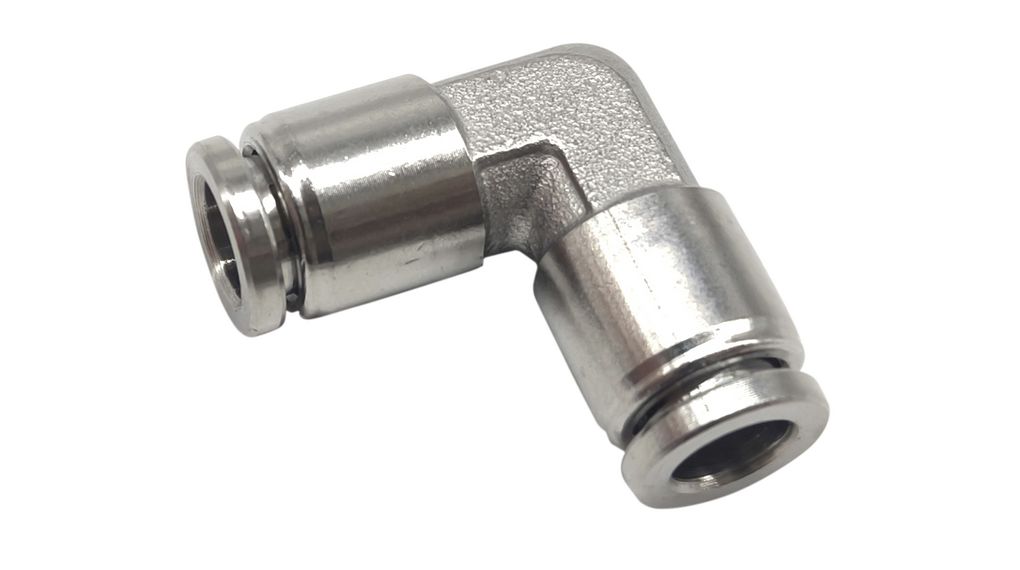 L-fitting, Lucht / Stoom / Water, Stainless Steel, 1.2MPa, Ø8 mm, push-in-connector
