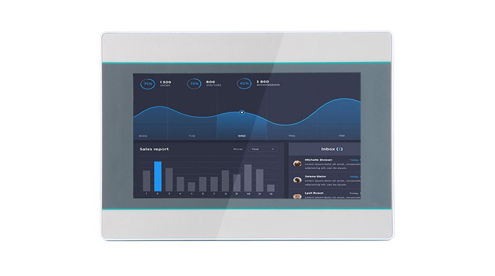 Touch Panel 10.2" 1024 x 600 USB / Ethernet / RS422 / RS485 / RS232 IP65