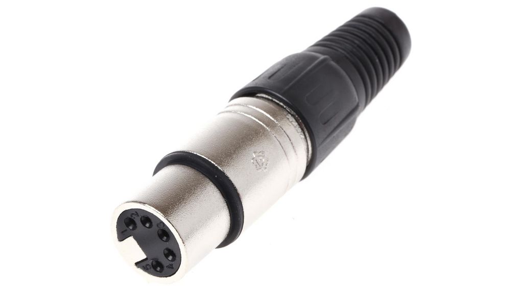 XLR Connector, Socket, Straight, Cable Mount, 5 Poles