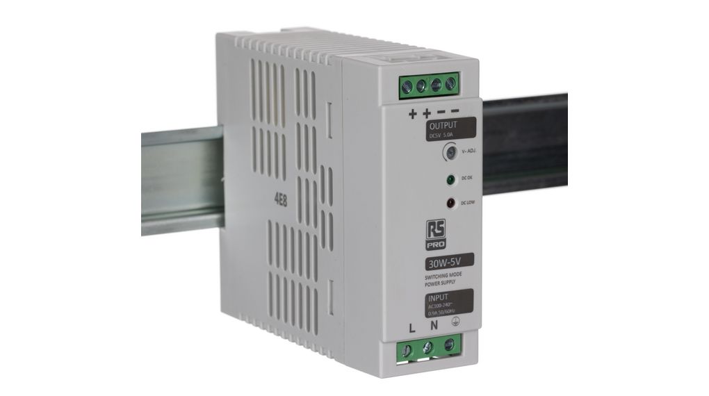 DIN Rail Power Supply 78% 5V 5A 30W Adjustable