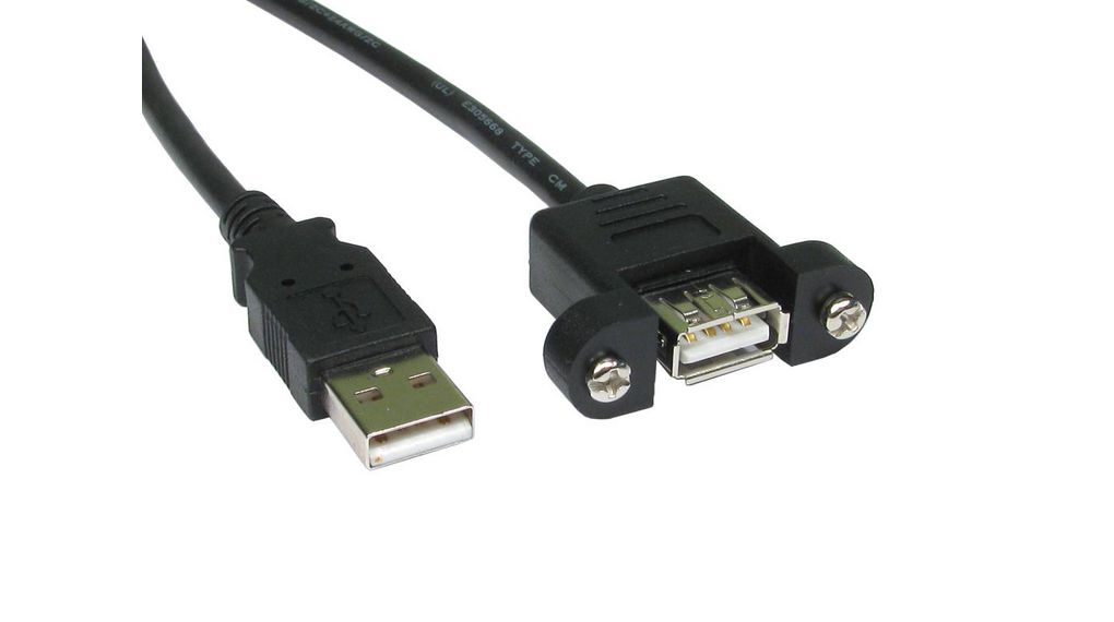 Kabel, USB A-Stecker - USB A-Buchse, 500mm, USB 2.0, Schwarz