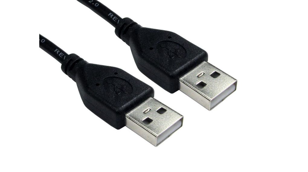 Cable, USB-A-kontakt - USB-A-kontakt, 3m, USB 2.0, Svart