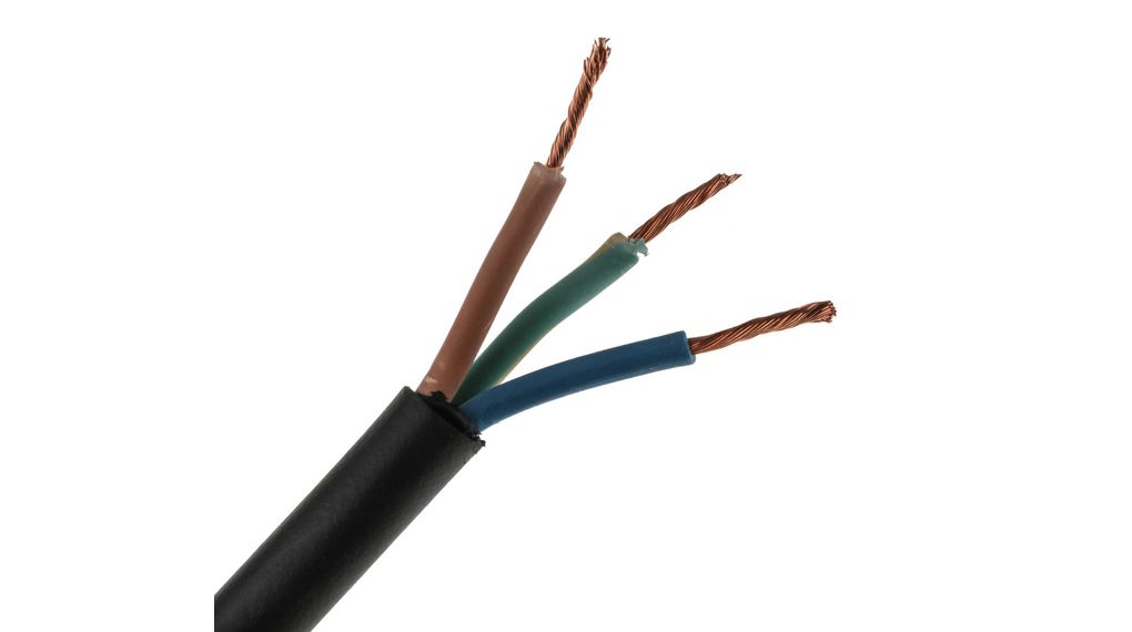 Câble d'alimentation 3x 1.5mm² Cuivre 500V 100m Noir