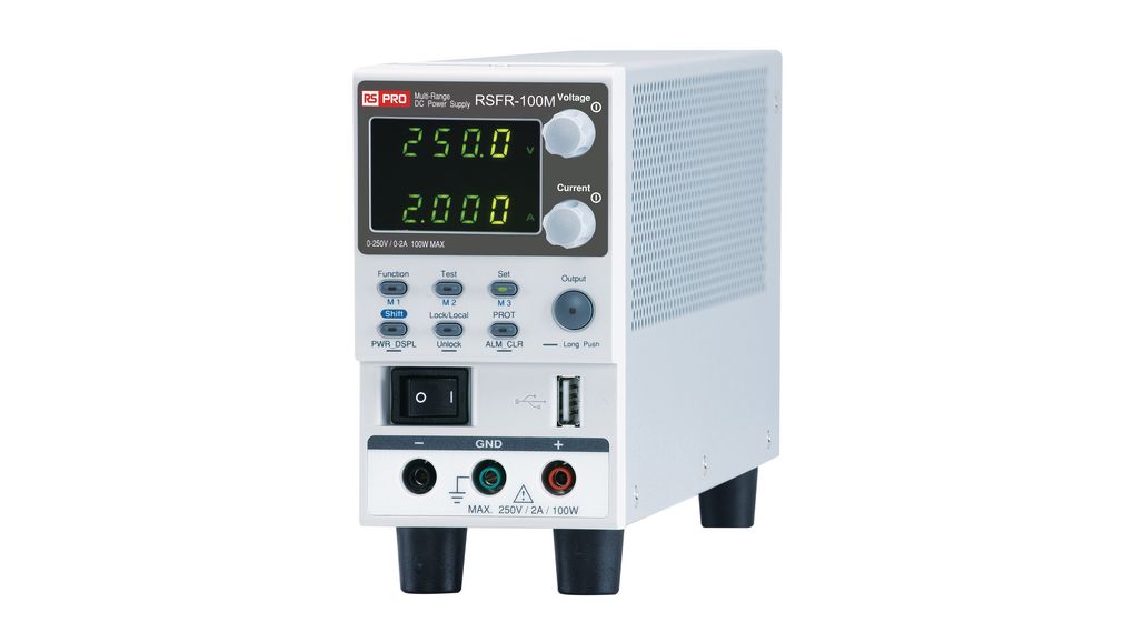 Likströmsförsörjning med flera intervall, utan fläkt Programmerbar 250V 2A 100W Analogue / USB / RS232 / RS232C