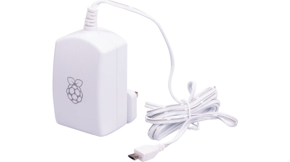 USB-strømforsyning for Raspberry Pi 240VAC 500mA 13W Euro type C- kontakt (CEE 7/16) / USA-plugg / UK type G- kontakt (BS1363) / AU-plugg USB Micro-B-plugg