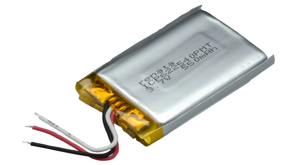 ICP Rechargeable Battery Pack, Li-Po, 3.7V, 600mAh, Wire Lead