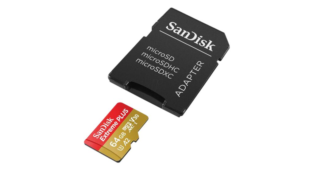 Industrielt minnekort, SD, 64GB, 170MB/s, 80MB/s, Svart/gull