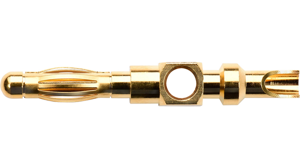 Laboratory plug pin ø4mm, 32A, Soldering, Gold-Plated