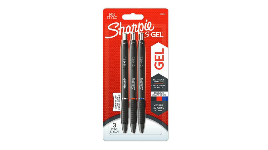 Marker Pen, Black / Blue / Red, Gel, Medium, 3pcs