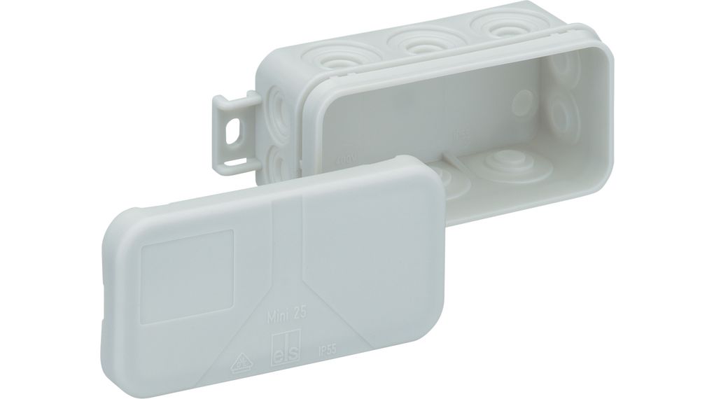 Junction Box, 2.5mm², 43x89x37mm, Cable Entries 12, Polyethylene