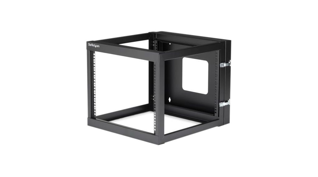 4-Post Open Frame Rack, 8U, Steel, 63.4kg, Black