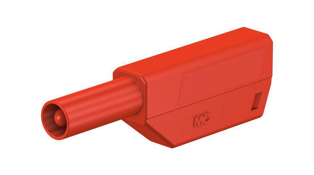Stackable Banana Plug, Red, Gold-Plated, 1kV, 32A