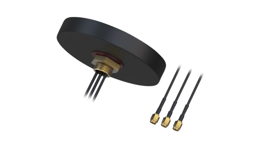 Cellular Antenna, 4G / GPS / Wi-Fi, IP67, 2.5 dBi / 28 dBi / 3.5 dBi, Male SMA / Male RP-SMA, Screw