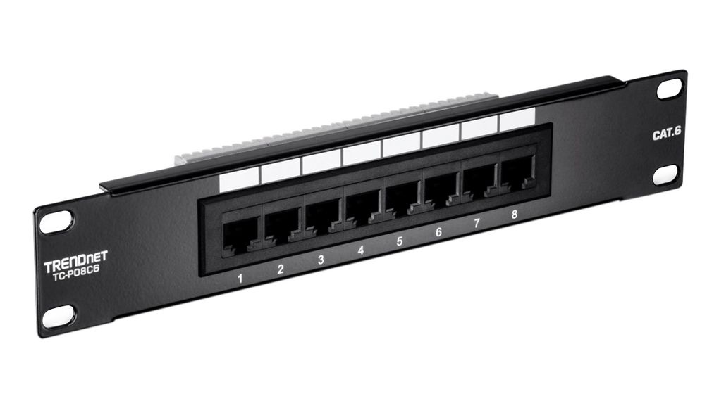 Patchpanel, 8 porter, CAT6, 44mm