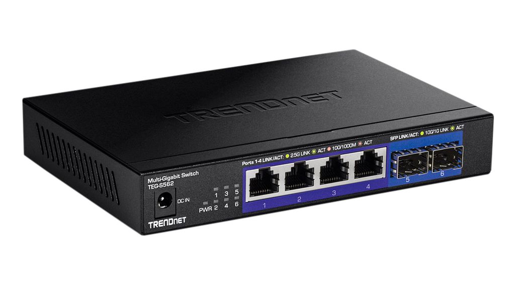 Ethernet Switch, RJ45 Ports 4, Fibre Ports 2SFP+, 2.5Gbps, Unmanaged