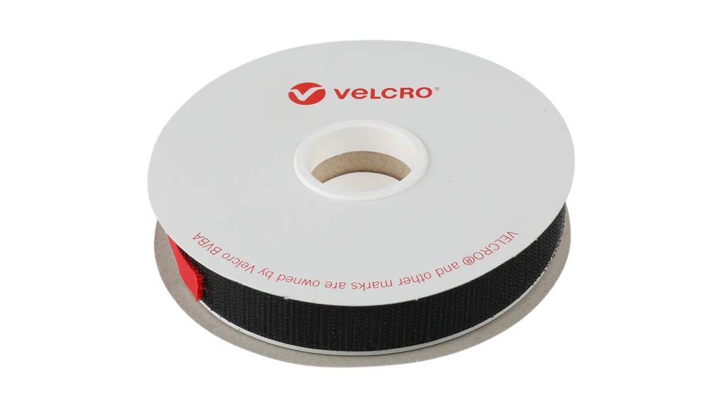 Hook-and-Loop Tape 25mm x 5m Svart, Rulle på 10 meter