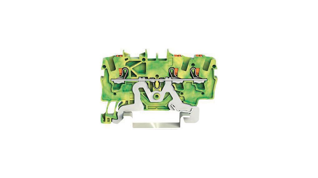 Ground Terminal, Cage Clamp, 3 Poles, 800V, 0.25 ... 2.5mm², Green / Yellow