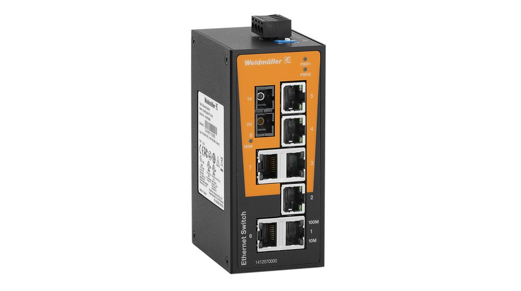 1412080000, Weidmüller Switch Ethernet, Prises RJ45 7, Ports fibre 1SC,  100Mbps, Non géré