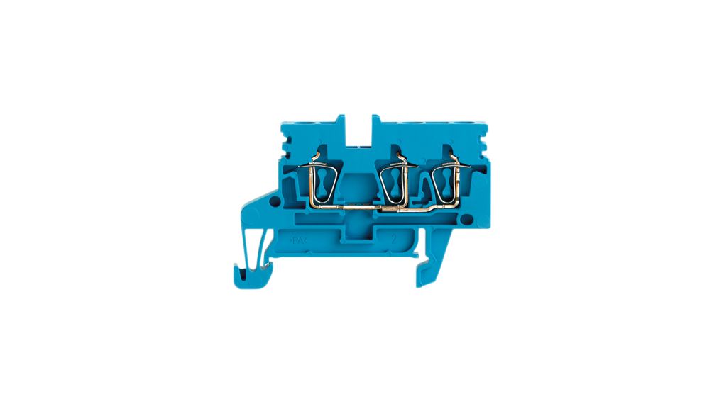 Feed-through Terminal Block, Tension Clamp, 3 Poles, 800V, 24A, 2.5mm², Blue, Pack of 10 pieces