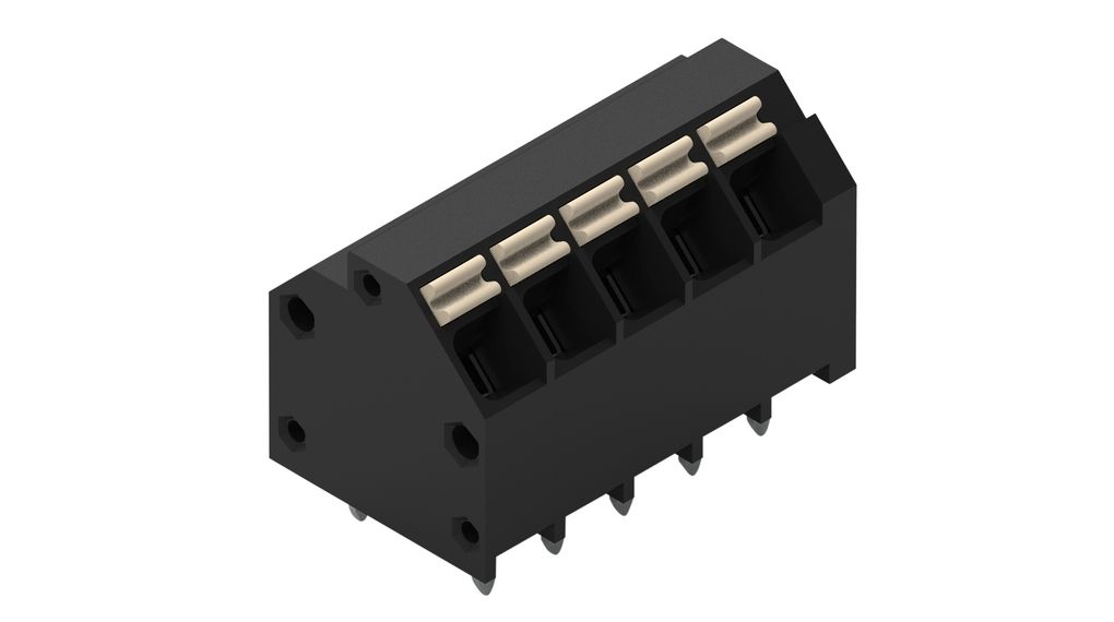 PCB Terminal Block for Reflow Soldering, 3.81mm Pitch, 45 °, Push-In, 5 Poles