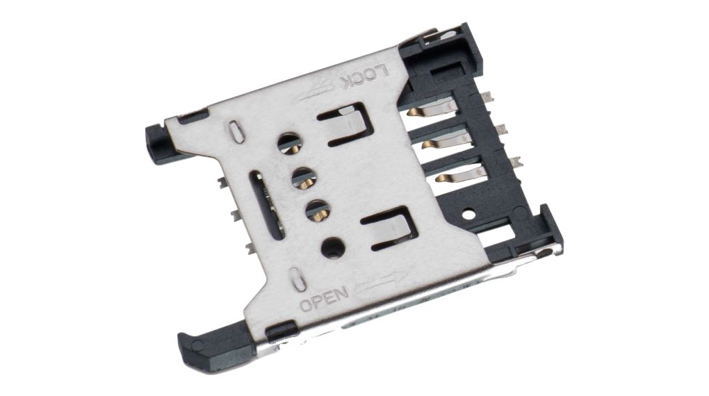 Memory Card Connector, Hinge, Mini SIM, Poles - 6