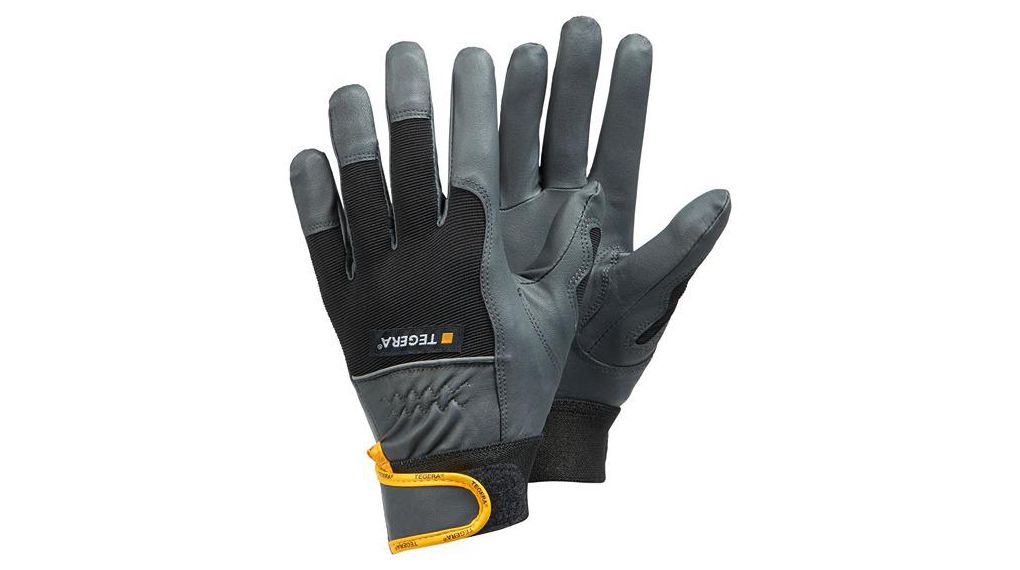 Tegera TEGERA Black, Grey, Yellow Synthetic Leather Lightweight Maintenance Work Gloves, Size 10, 6 ST