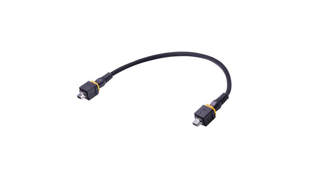 Mini Push Pull, 300 mm, Black Plug to Male Plug Male, Shielded PVC Polyvinyl Chloride Sheath, Ethernet, 300mm, Black