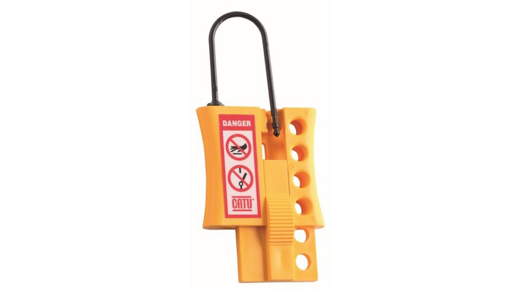 Catu Yellow 4-Lock Plastic Lockout Hasp, 3mm Shackle, 8mm Attachment