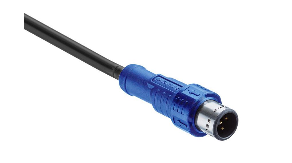 Male 5 way M12 to Male 5 way M12 Sensor Actuator Cable, 2 m, Droit Conducteurs, 2m, IP67 / IP68, Noir