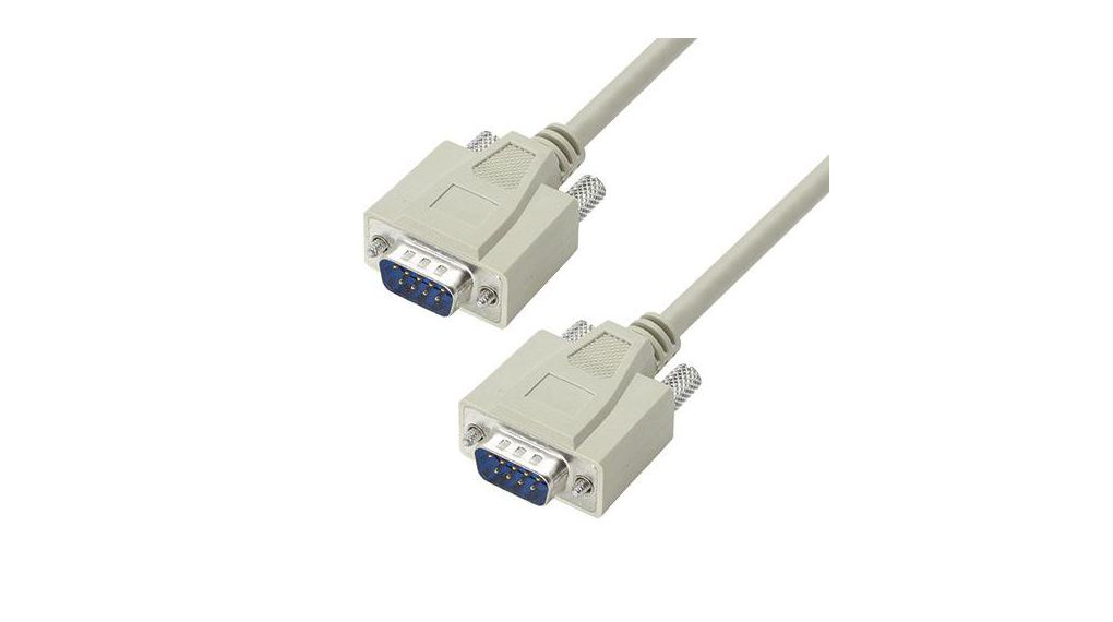 Male D-Sub 9-Pin to Male D-Sub 9-Pin Cable Assembly Polyvinyl Chloride Hellgrau