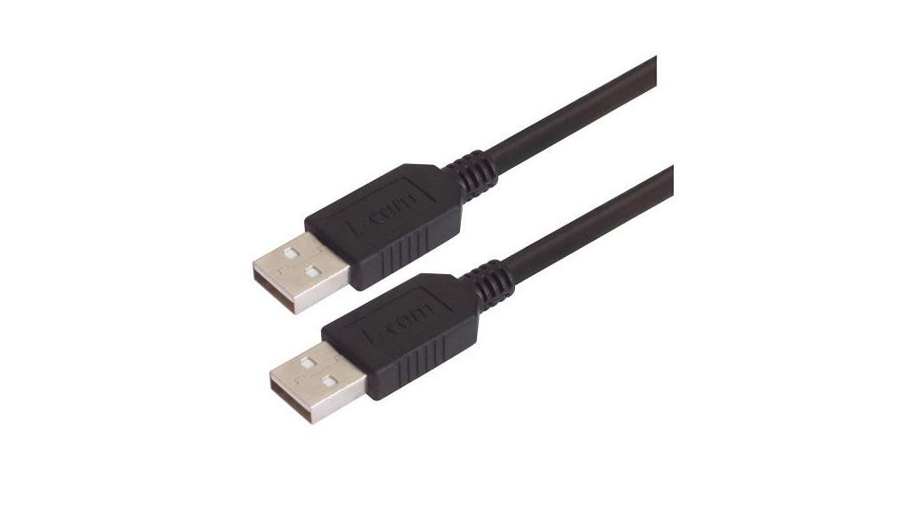 USB 2.0, Male USB Type A to Male USB Type A, 5 m, 5m, USB 2.0, Schwarz
