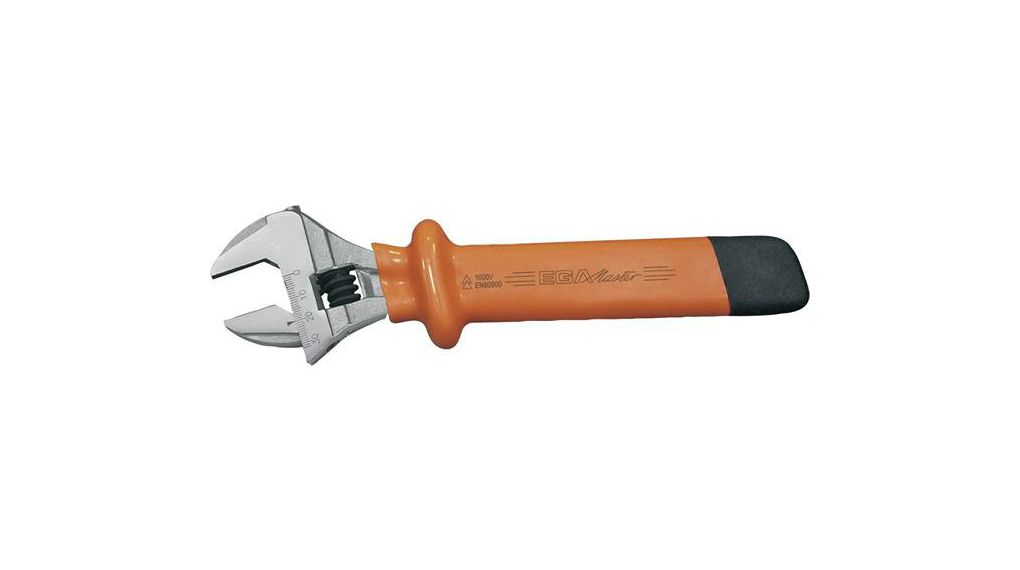 Ega-Master Adjustable Spanner, 203.2 mm Overall, 24mm Jaw Capacity, Straight Handle, VDE/1000V