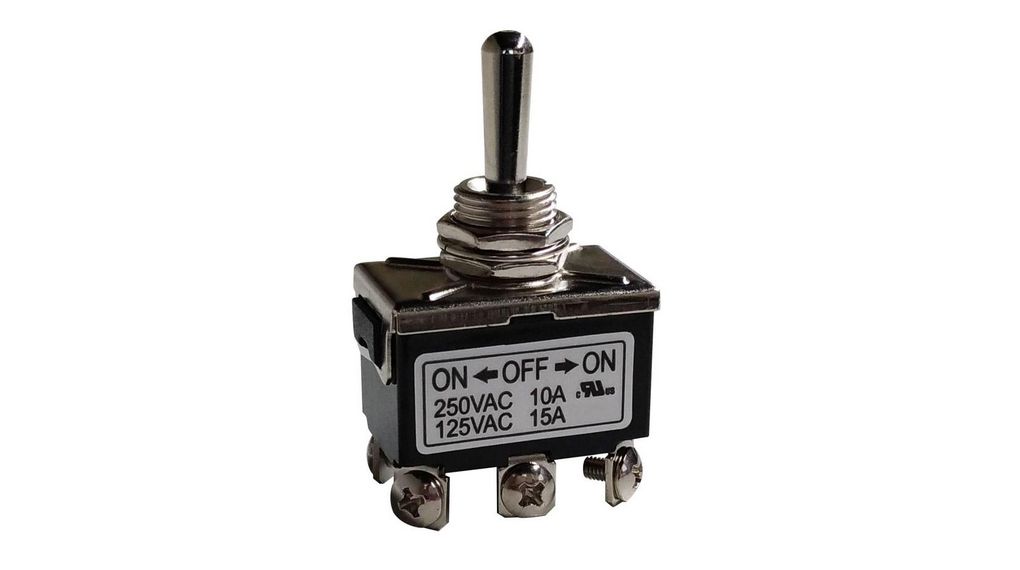 Toggle Switch, PCB Mount, On-Off-On, DPDT, Screw Terminal