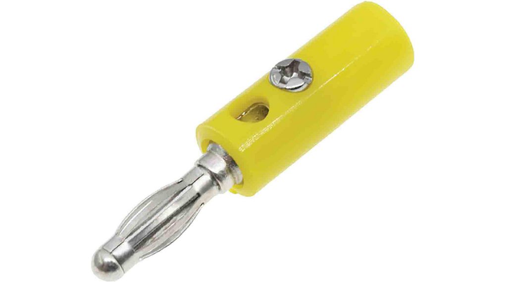 Yellow Male Banana Plug, 4 mm Connector, 32A, 30V, Nickel Plating Lot de 5 pièces
