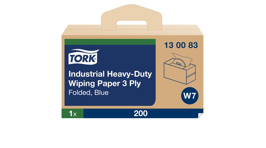 Tork Industrial Heavy-Duty Wiping Rolled Blue Paper Towel, 324 x 385mm, 3-Ply, 200 Sheets