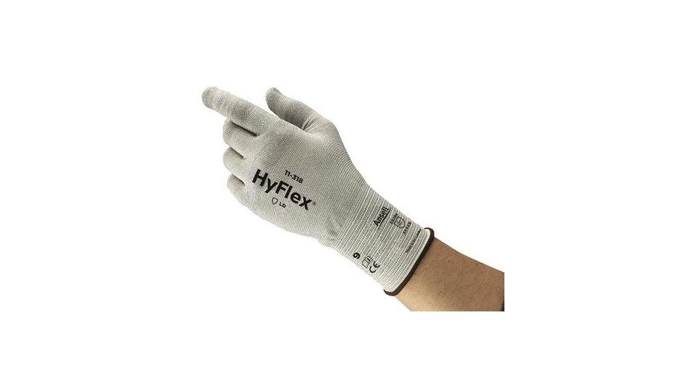 Ansell HyFlex 11-318 Grey Dyneema Cut Resistant, Mechanical Protection Work Gloves, Size 6