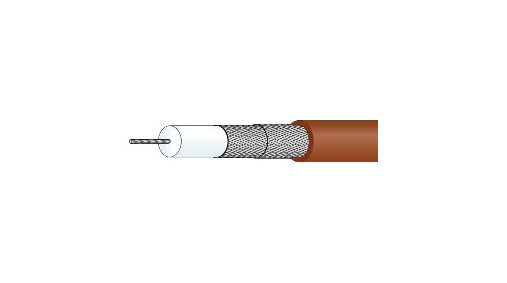 K_0225 Series, Unterminated 75 Ohm Fluorinated Ethylene Propylene (FEP) 3mm 75Ohm Silver Plated Copper Clad Steel Brown