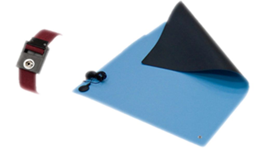 Kit di messa a terra con tappetino da tavolo, Gomma, 900 x 600mm, Blu