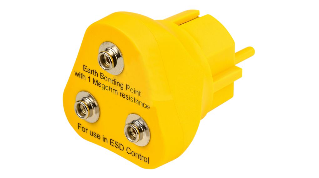 ESD Earthing Plug, DE/FR Type F/E (CEE 7/7) Plug, 3x 10 mm Stud