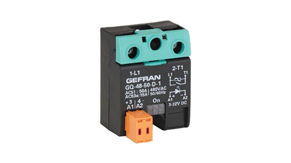 Gefran GQ Series Solid State Relay, 50 A Load, Surface Mount, 480 V ac Load, 32 V dc Control