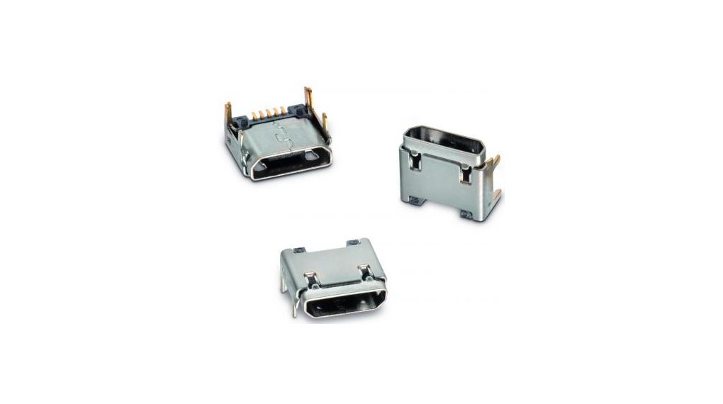 USB-Steckverbinder, Buchse, Micro USB-B 2.0, Rechter Winkel, Positionen - 5