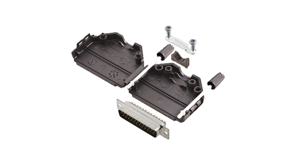 D-Sub Connector Kit, DB-25 Plug, Solder, Steel
