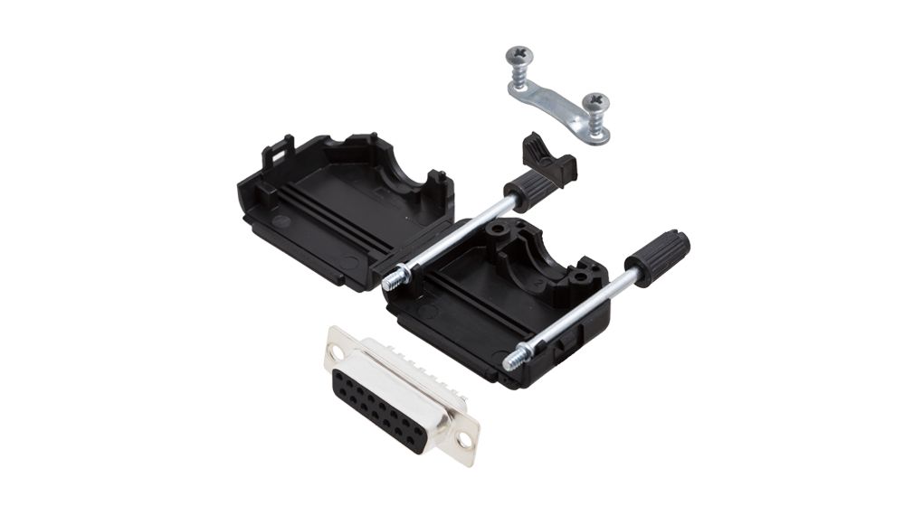 D-Sub Connector Kit, DA-15 Socket, Solder, Steel