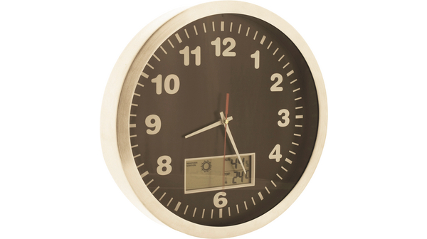 Wall Clock with Weather Station, Analogue, 1x AAA / 1x AA, 300mm, Beige