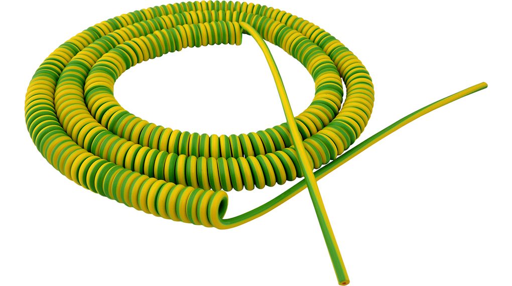 Spiral Cable 1x 6mm² Green / Yellow 500mm ... 2.5m