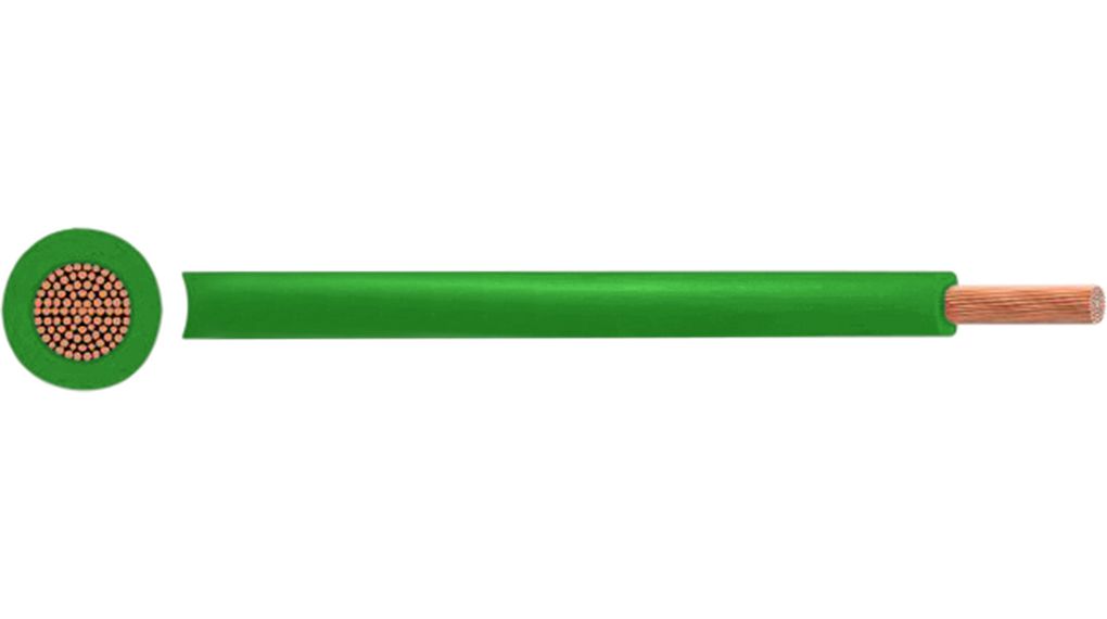 Ohebný pletený vodič PVC, 0.5mm², Čistá měď, Zelená, H05V2-K, 100m